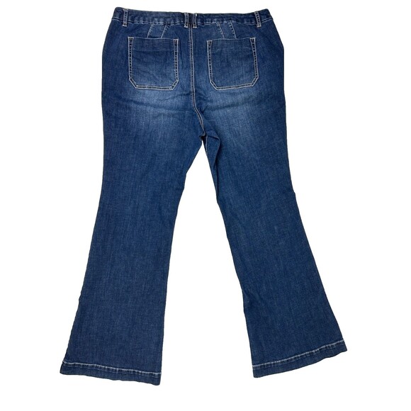 Lane Bryant Flare Jeans Genius Fit Deep Blue Denim Y2K White Stitching 18 Plus - Picture 3 of 10
